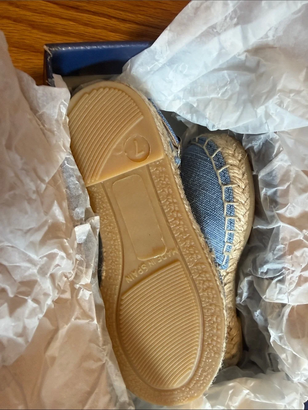 Polo by Ralph Lauren Light Blue Denim Espadrille Wedge Sandals